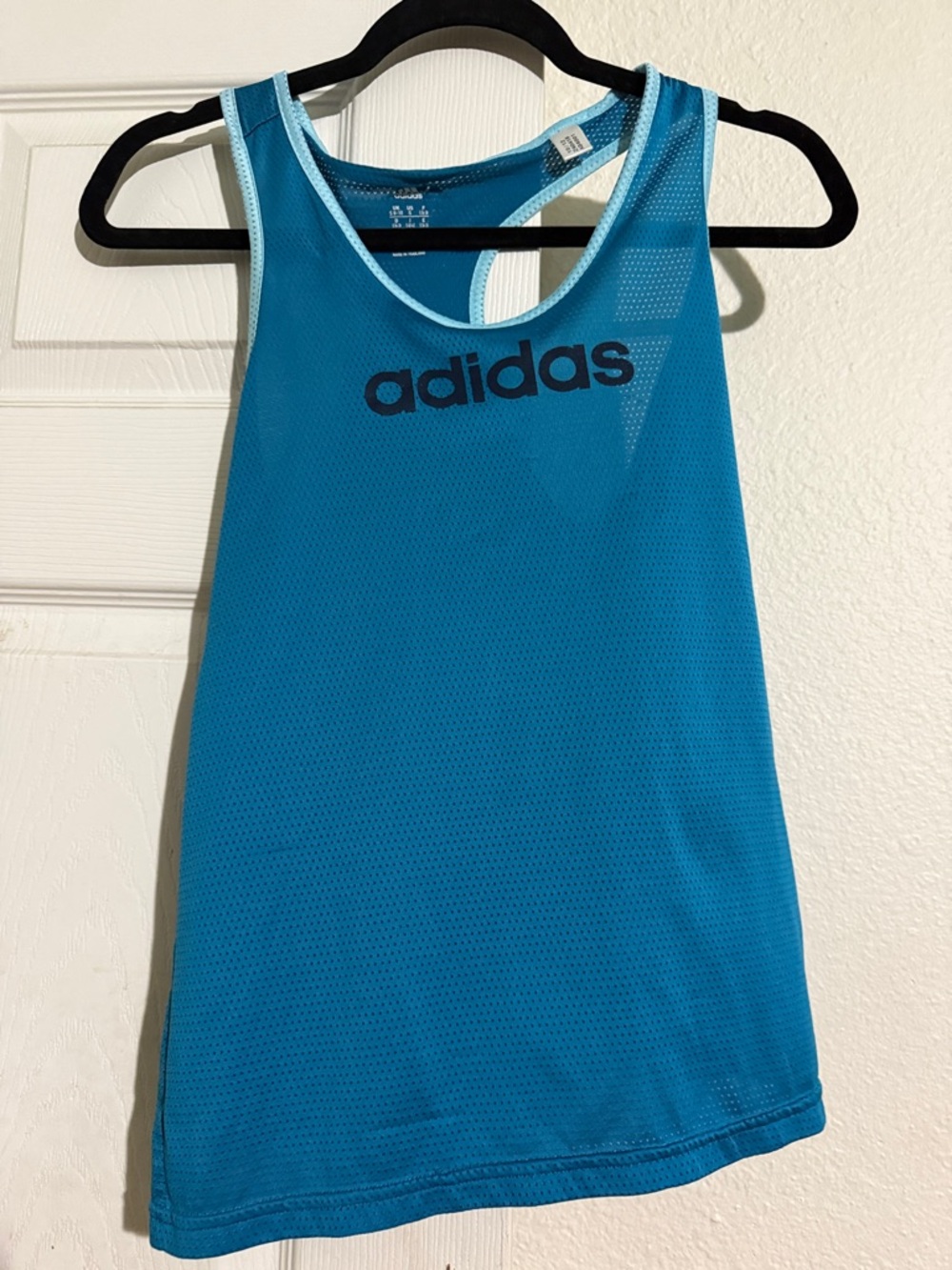 adidas Bright Teal Racerback Muscle Tank with Black Logo